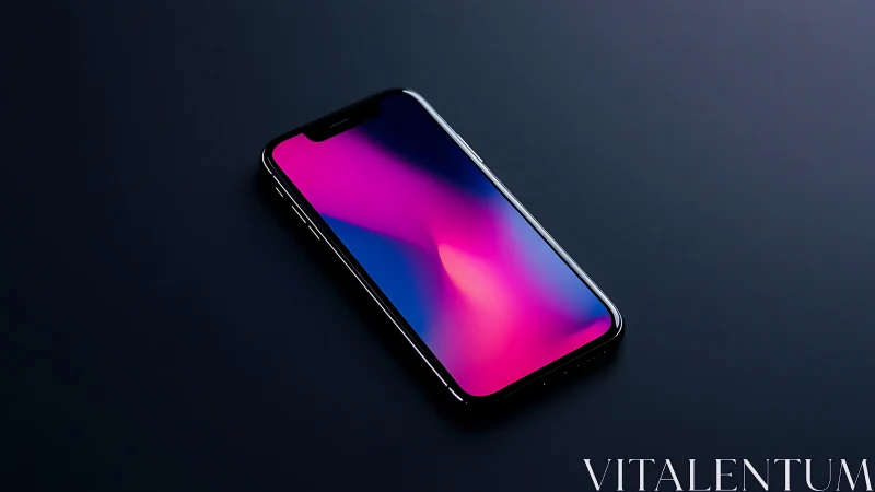 Neon dreamscape captured in black glass phone screen.