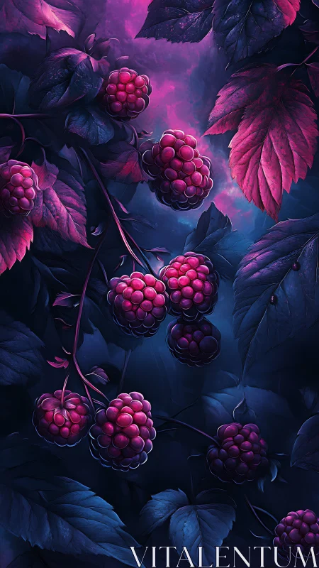 Twilight berries glowing softly among dreamy forest leaves.