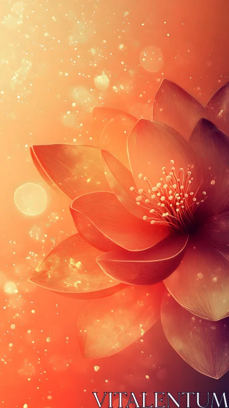 Luminous Flower With Radiant Petals Against Warm Gradient Background