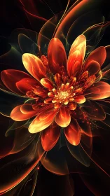 Digital abstract flower with layered luminous petals design.