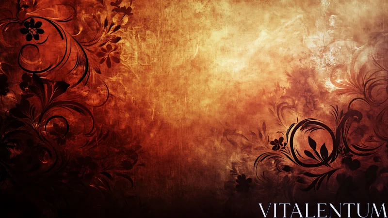 Floral vector silhouettes on textured warm gradient background.