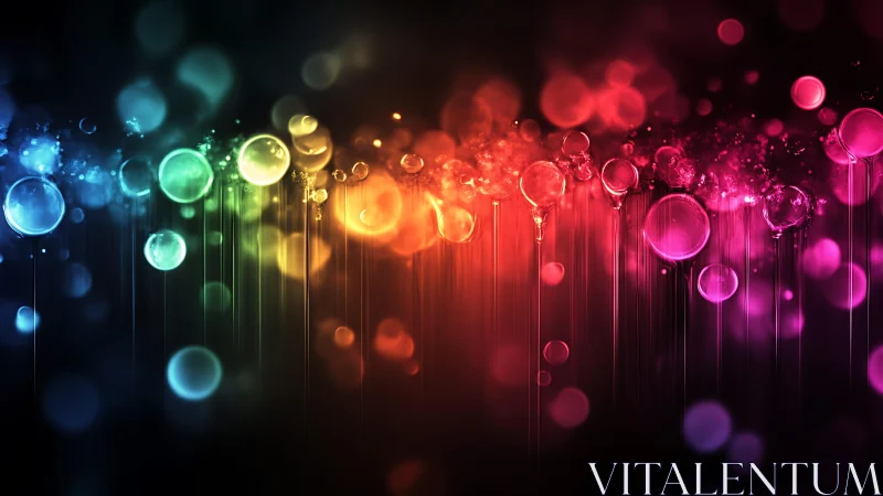 Vibrant Bubble Abstract Art with Rainbow Light Effects.