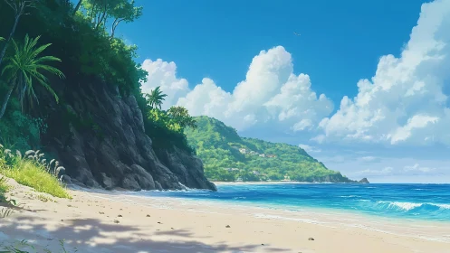 Tropical Coastal Sanctuary: Dramatic Cliffside Beach Landscape.