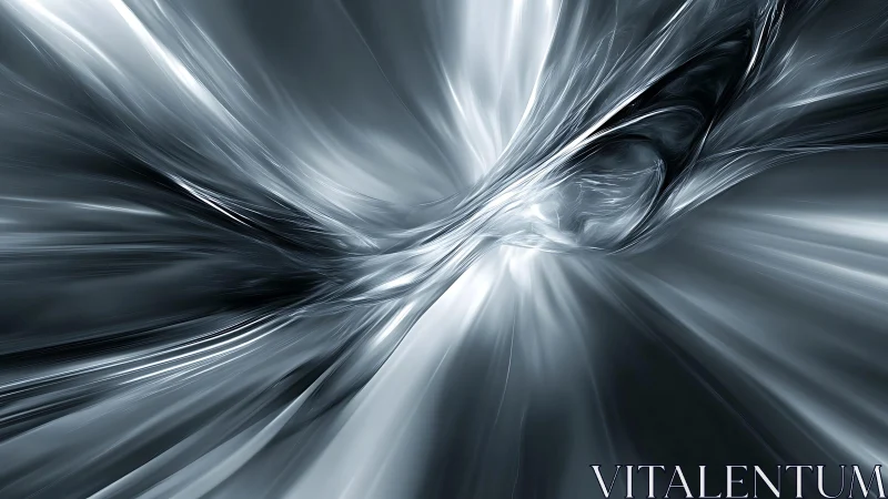 Futuristic Silver Abstract Digital Art With Dynamic Motion Effect.