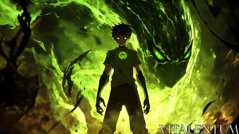 Emerald shadows awaken as the boy fuses with his spirit beast