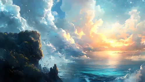 Skyforge cliffs greet a spellbound, sunrise-drowned ocean.