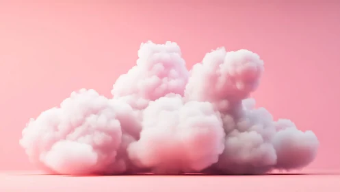 Soft cottony cloud sculpture in pastel pink minimalism.