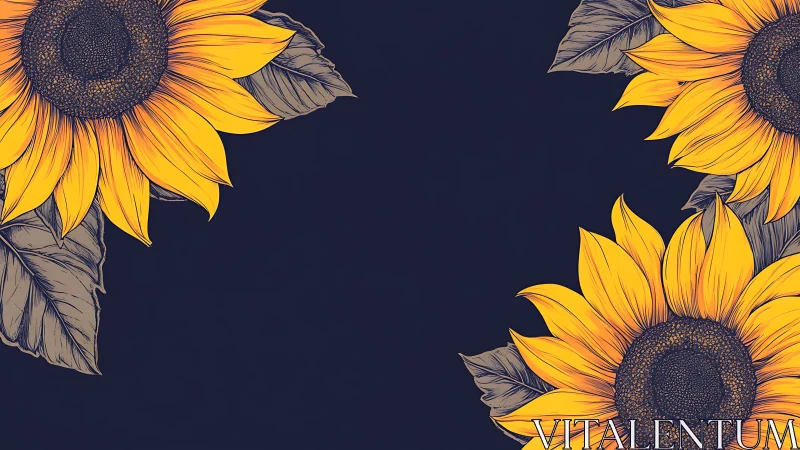 Vibrant Sunflowers Dance Against a Midnight Sky