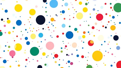 Colorful Polka Dot Pattern on White Background, Modern Abstract Style.