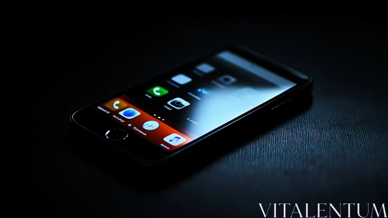 Modern smartphone glowing with app icons in low light