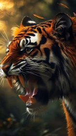 Sunlit jungle fury curls through the tiger’s burning roar