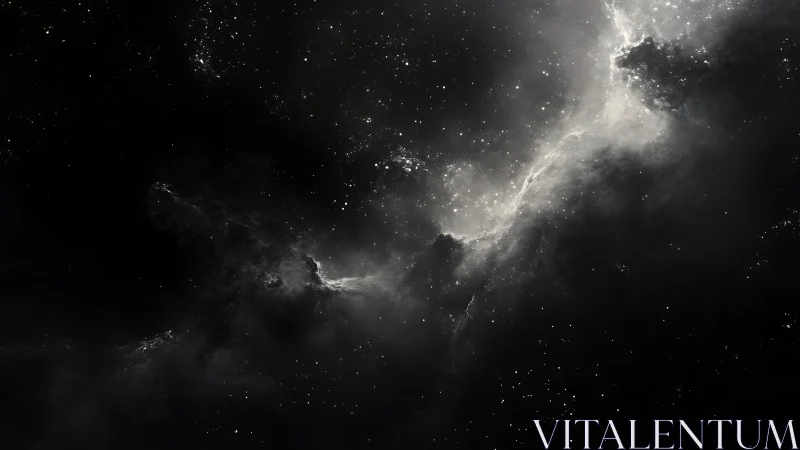 Monochrome interstellar nebula glows through deep void