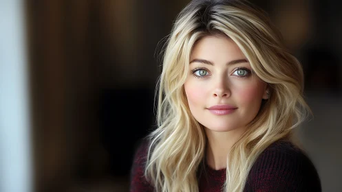 Soft gaze and golden hair in a gentle, glowing portrait.