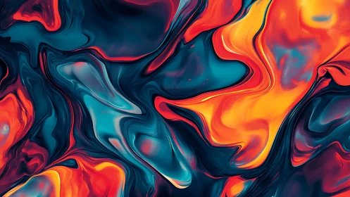 Fluid digital abstraction displays layered teal and orange forms