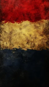 Weathered tricolor wall with bold, lived‑in textures.