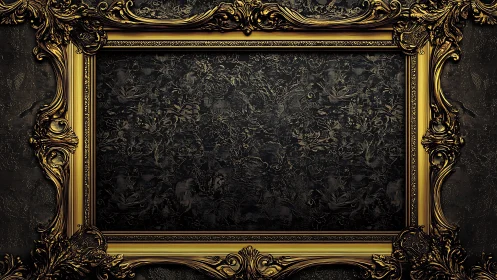 Ornate golden frame broods around a secretive midnight canvas