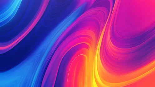 Curved neon gradients form layered waveflows with smooth banded contours