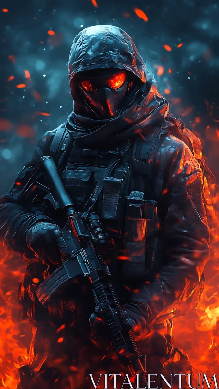 Pyrokinetic tactical sentinel in ember-saturated combat rig.