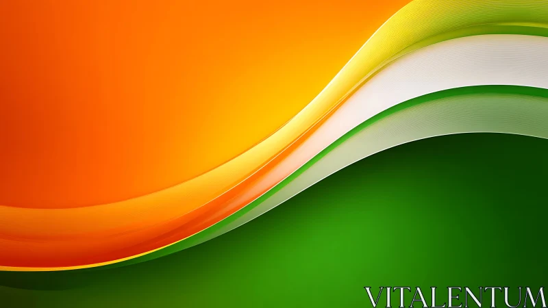 Tri-color layered wave abstraction in orange, white, green spectrum