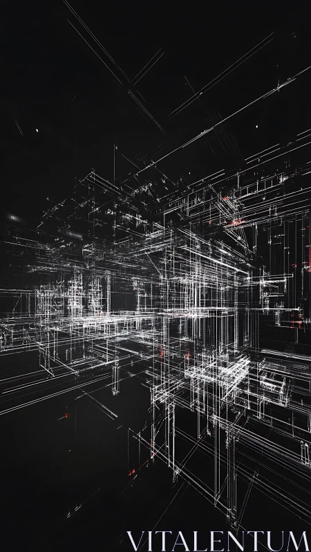 Wireframe Architectural Isometric with Dynamic Spatial Complexity.
