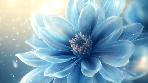 Blue Botanical Form: Digital Macro Rendering with Luminous Petals.