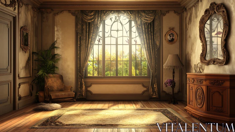 Sunlit parlor dreams spill across a gilded vintage salon.