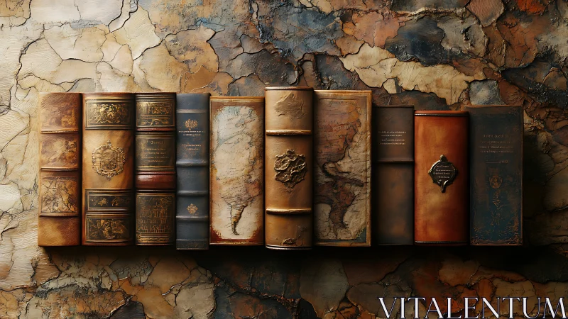 Atlased spines and weathered tomes chart forgotten worlds.