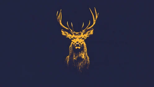 Centralized monochrome illustration depicts stag head profile