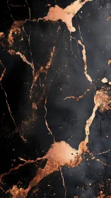 Midnight stone shatters into rivers of molten copper light.