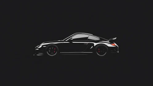 Midnight coupe prowls the void in gleaming minimalist lines