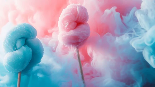 Macro optical study of twisted pastel cotton candy plumes.