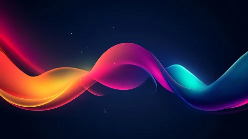 Curved multicolor ribbon form traverses dark gradient space
