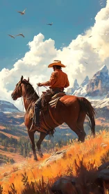 Saddlebound wanderer listens to the wild mountain sky