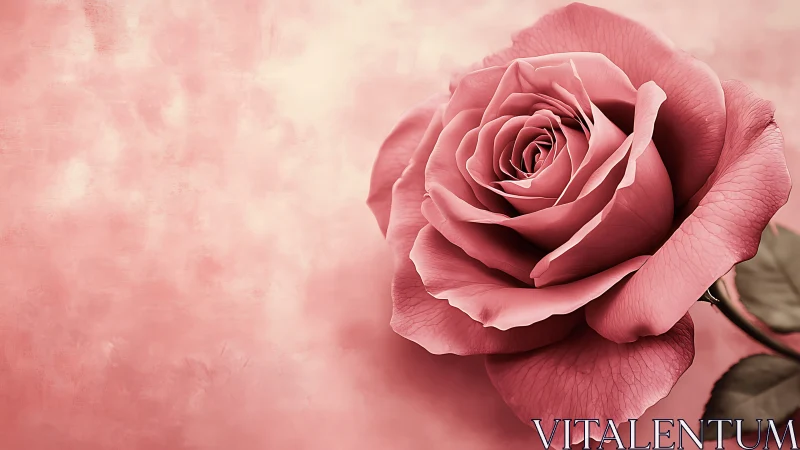 Pink Rose Bloom Against Soft Gradient Background.