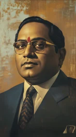 Formal portrait of dignified man in suit with textured paint background