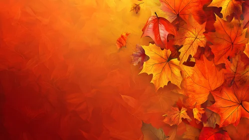 Layered maple leaves form high-saturation autumn gradient field