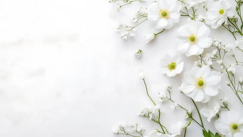White Daisies and Baby's Breath on Clean Background.