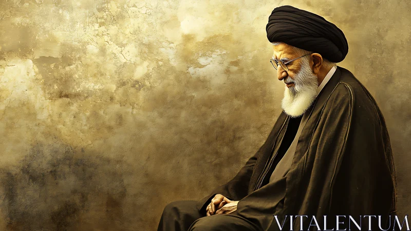 Elderly religious scholar in contemplative profile portrait.