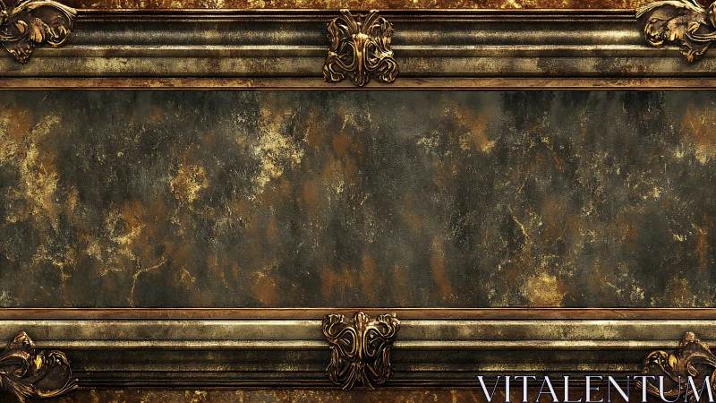 Weathered golden frame welcomes elegant vintage artwork
