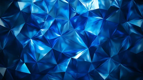 Prismatic sapphire folds bloom across a crystalline nightscape.