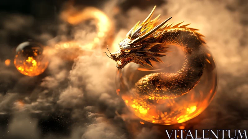 Radiant golden dragon coiled in a glowing mystical orb.