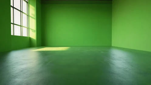 Monochromatic green interior volume with grazing daylight planes.