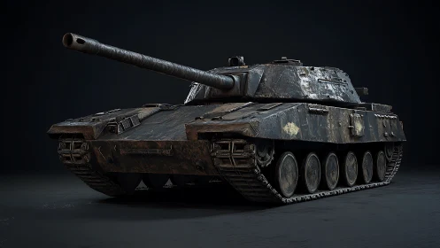 Weathered main battle tank rendered in cinematic 3D realism