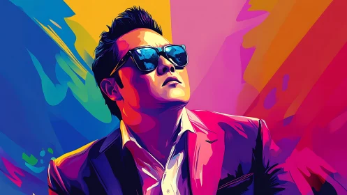 Confident portrait in bold neon color and cool sunglasses.