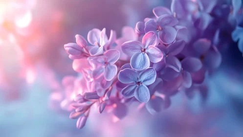 Close-up of soft purple lilac flowers with pastel light.