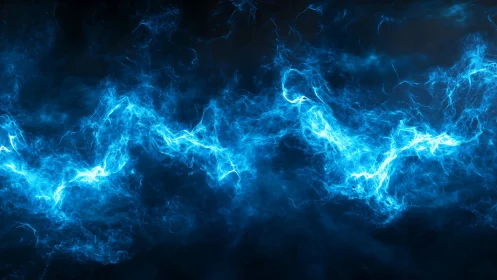 Blue plasma-like energy filament traverses dark frame