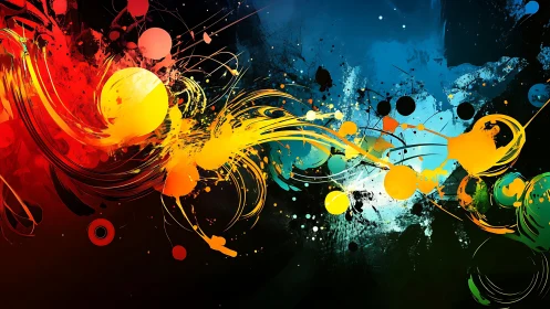 Explosive color streams arc across deep contrasting background