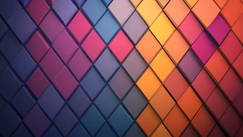 Colorful 3D diamond tiles gently glow in a warm gradient