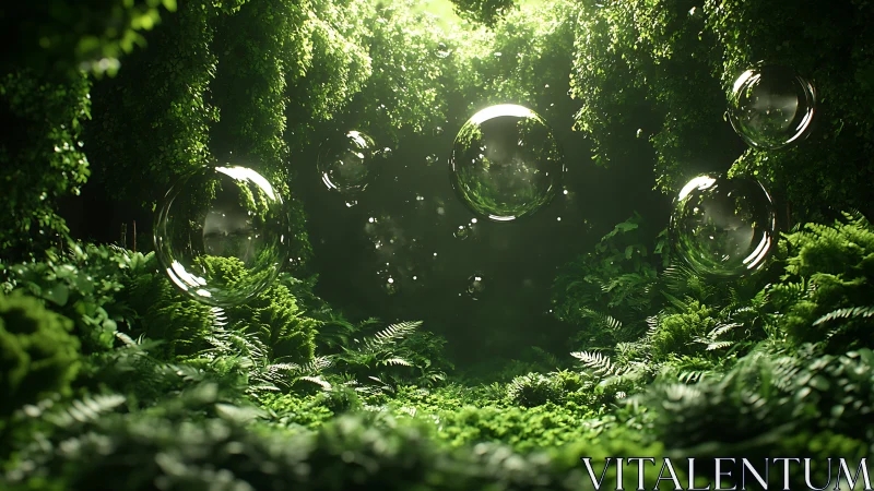 Luminous Spheres Drift Through Verdant Forest Dreams