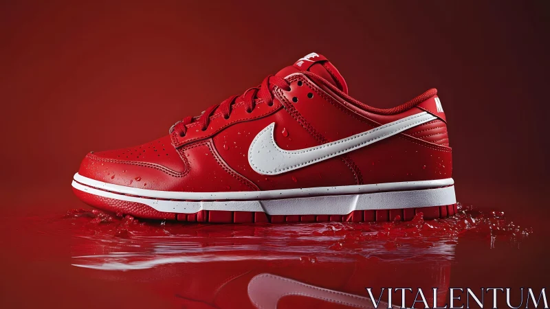Red and White Nike Sneaker in Studio Lighting, Modern Product Photo.